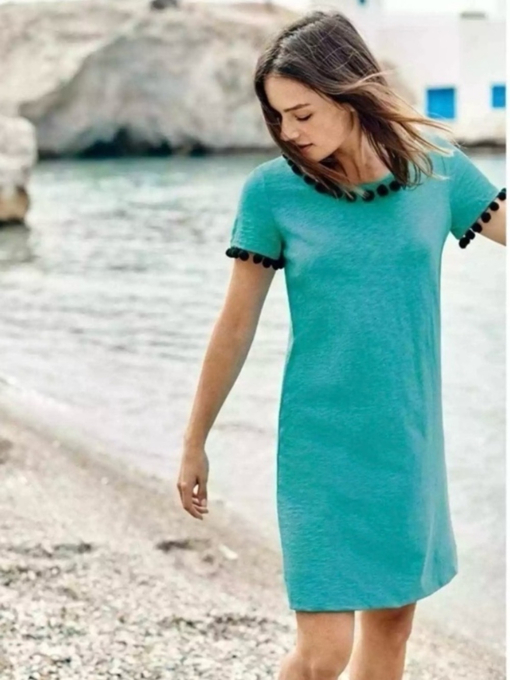 Boden Bridget Jersey Cotton
Blue Pom Pom Size US 8 Green
TShirt Dress
